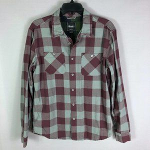 Primitive Apparel Maroon Gray Flannel Button Up Shirt